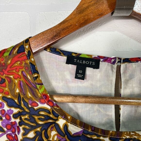 Talbots Womens Blouse size 10 Paisley Artsy Print - Picture 2 of 9